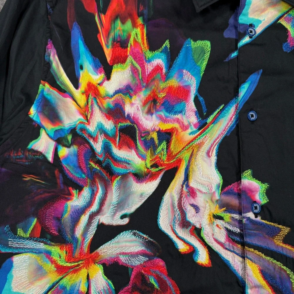 Robert Graham Aurora Shirt Mens 4XL Black Abstract Floral Embroidered Exclusive